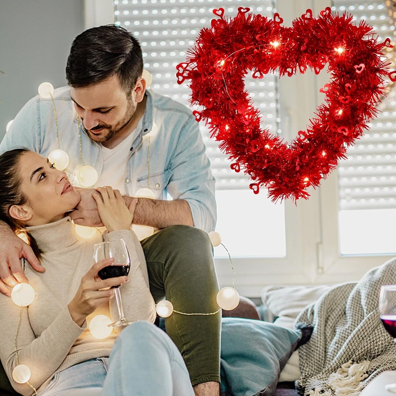 Front Door Valentine's Day Heart Fresh Wreaths for Front Door Christmas (RD4, One Size)